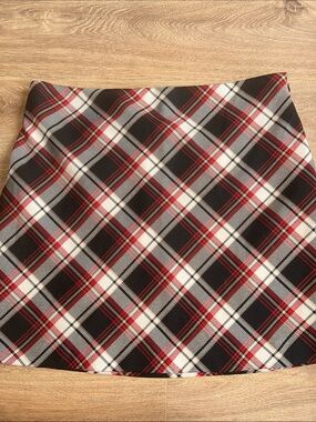 H&M Brown , White & Red Plaid Mini Skirt size12